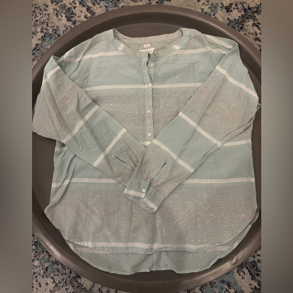 Ann Taylor LOFT The Softened Shirt  Popover henley- Large - Picture 9 of 9